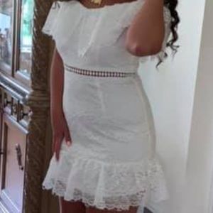 White lace ruffle dress